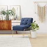 eLuxurySupply Armless Accent Chair | Upholstered Modern Living Room Chair with Metal Frame and Elega