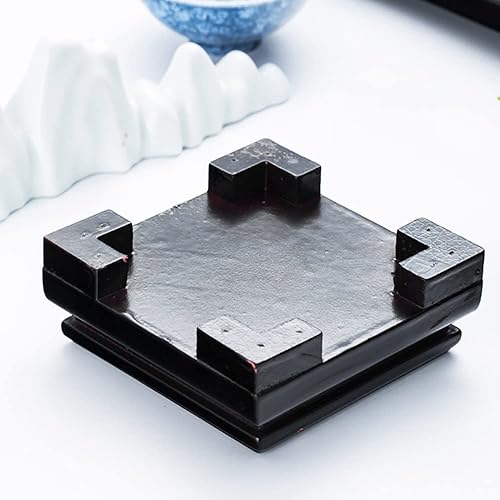 Miniatura 6 de GOLDY&WENDY Plaza de madera maciza base jarrón conjunto de té Buda piedra soporte de exhibición de artesanía doméstica Pedestal