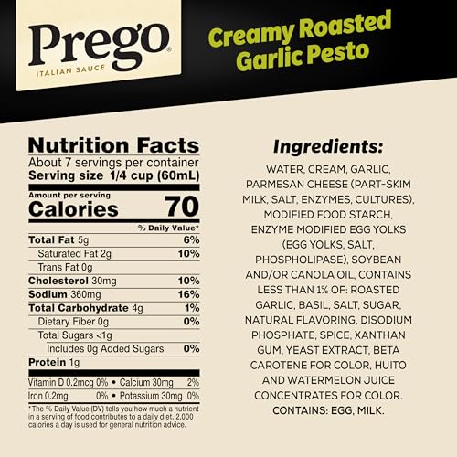 Prego Creamy Roasted Garlic Pesto Pasta Sauce, 14.5 oz Jar - Thumbnail 2
