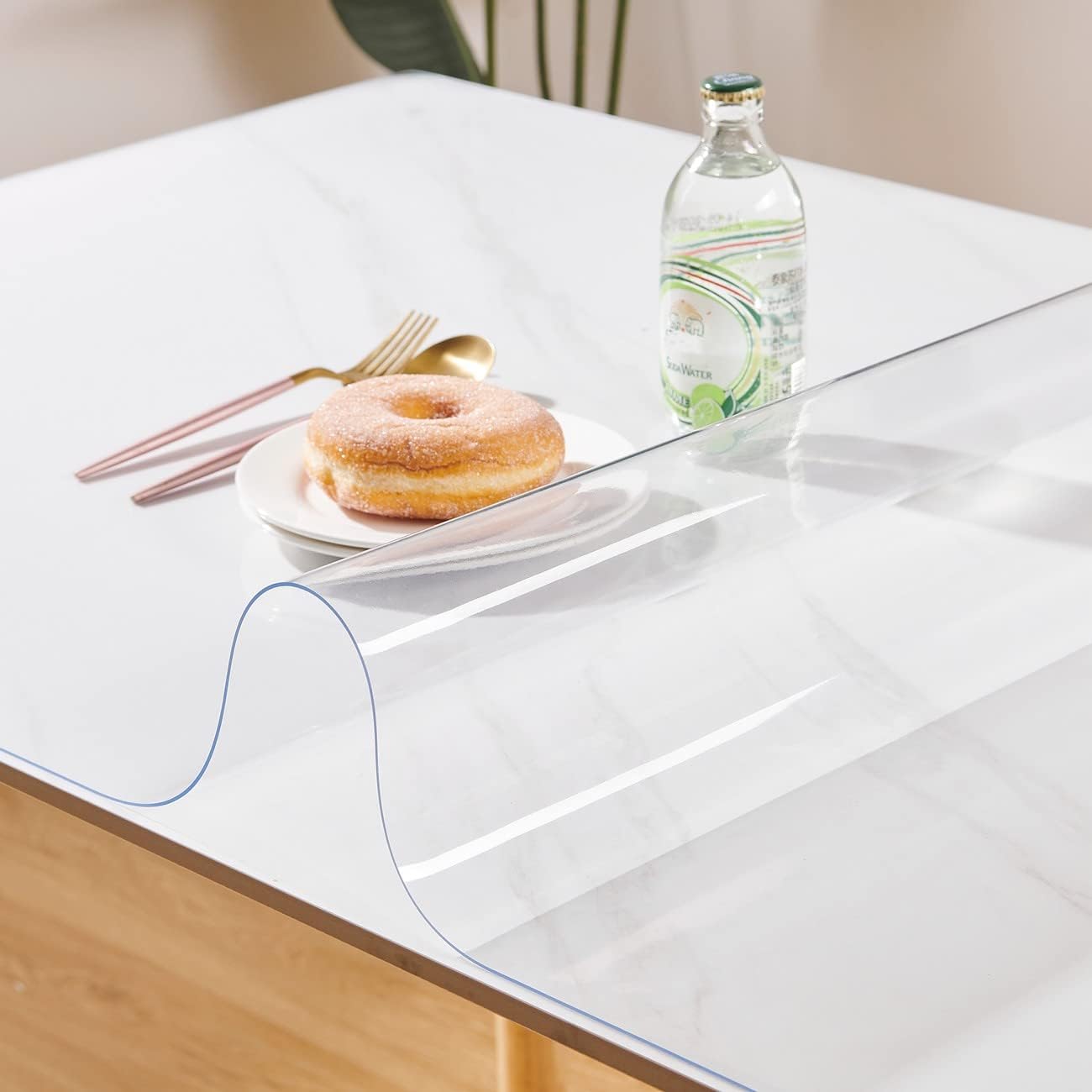 Clear Table Cover Protector 20 x 48 Inch, 1.5mm Thick Plastic Desk Protector Mat, Rectangular Waterproof PVC Placemats, Transparent Mat for Desktop, Dining Room Table, Office Writing Desk
