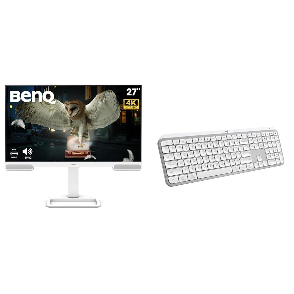 BenQ EW2790U 27” 4K UHD 3840x2160 Entertainment Monitor with 95% P3| AI Contrast| 5Wx2 treVolo Speakers| USB Type-C (65W PD)| 3xHDMI|USB Hub| Ergonomic + Logitech MX Keys S Wireless Keyboard-image-4