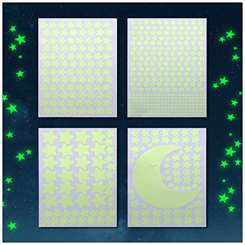 517 Leuchtsterne/Leuchtpunkte für Deinen Sternenhimmel Plus einen großen Mond gratis dazu! | selbstklebend und fluoreszierend Leuchtaufkleber | Wandtattoo Sterne Cover