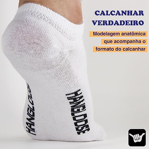 Kit 12 Pares Meias Hang Loose Invisível Algodão Masculino | 12 Branco | 39-44