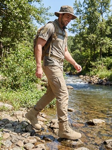 Image of FREE SOLDIER Men's Durable Work Boots 6 Inches Lightweight Waterproof Hiking Boots Suede Leather Tactical Boots