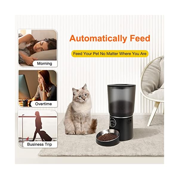 Automatic Cat Feeder with Feeding Mat, 5L Cat Dry Food Dispenser Timed Feeder for Cats and Dogs with Programmable Portion Control, 1-6 Meals per Day, Voice Recorder, Dual Power Supply Automatic Cat Feeder with Feeding Mat, 5L Cat Dry Food Dispenser Timed Feeder for Cats and Dogs with Programmable Portion Control, 1-6 Meals per Day, Voice Recorder, Dual Power Supply