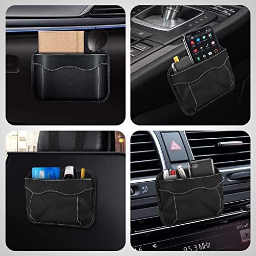 EEEKit Car Side Pocket Organizer, Auto Seat Back Pockets Leather Storage Bag Self-adhesive Pen Phone Key Holder Tray Pouch Organizer Gadgets For Car Door Console Window Seat