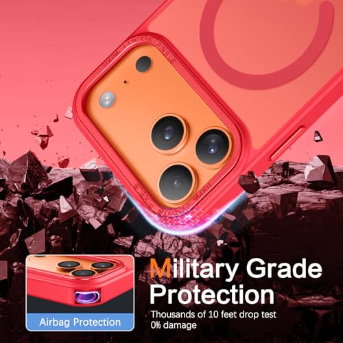 BENTOBEN Magnetic for iPhone 17 Pro Max Case 6.9" 2025, [Compatible with Magsafe] Slim Cute Matte Translucent Shockproof Drop Protective Bumper Women Men Phone Cover for iPhone 17 ProMax, Red - image 8