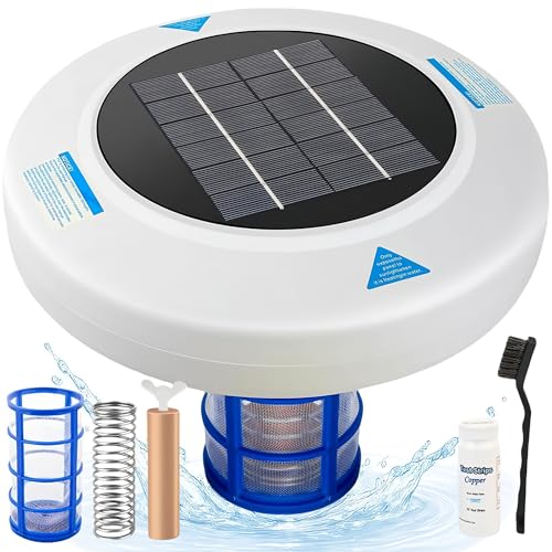 Solar-Powered Pool Ionizer – Automatic Floating Pool Water Purifier with Thick Copper Anode, Ideal for Pools Up to 45,000 Gallons, Supports Sparkling-Clear Water All Season