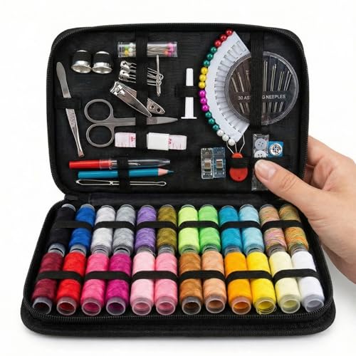Kit de Costura Completo 135 Peças com Estojo Organizador Portátil