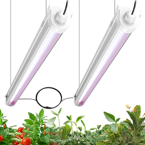 JESLED Waterproof T8 2FT Grow Lights, Full Spectrum Indoor Plant Light, 2P