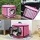 Faltbare Katzen Transportbox, Faltbare Katzentragetasche, Katzen Tragebox Öffnung Oben, Transporttasche für Katze/Kleine Hunde, Katzentransportbox Katzentransporttasche mit Weich Matten (Rosa)