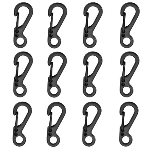 12pcs/Lot Black Mini SF Carabiners Spring Backpack Clasps EDC Keychain Carabiner for Climbing