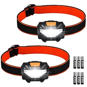 Kids Head Torch, 2 Pack Super Bright Lightweight LED Headlamp with 3 Lighting Modes, Battery Powered Waterproof LED Head…
