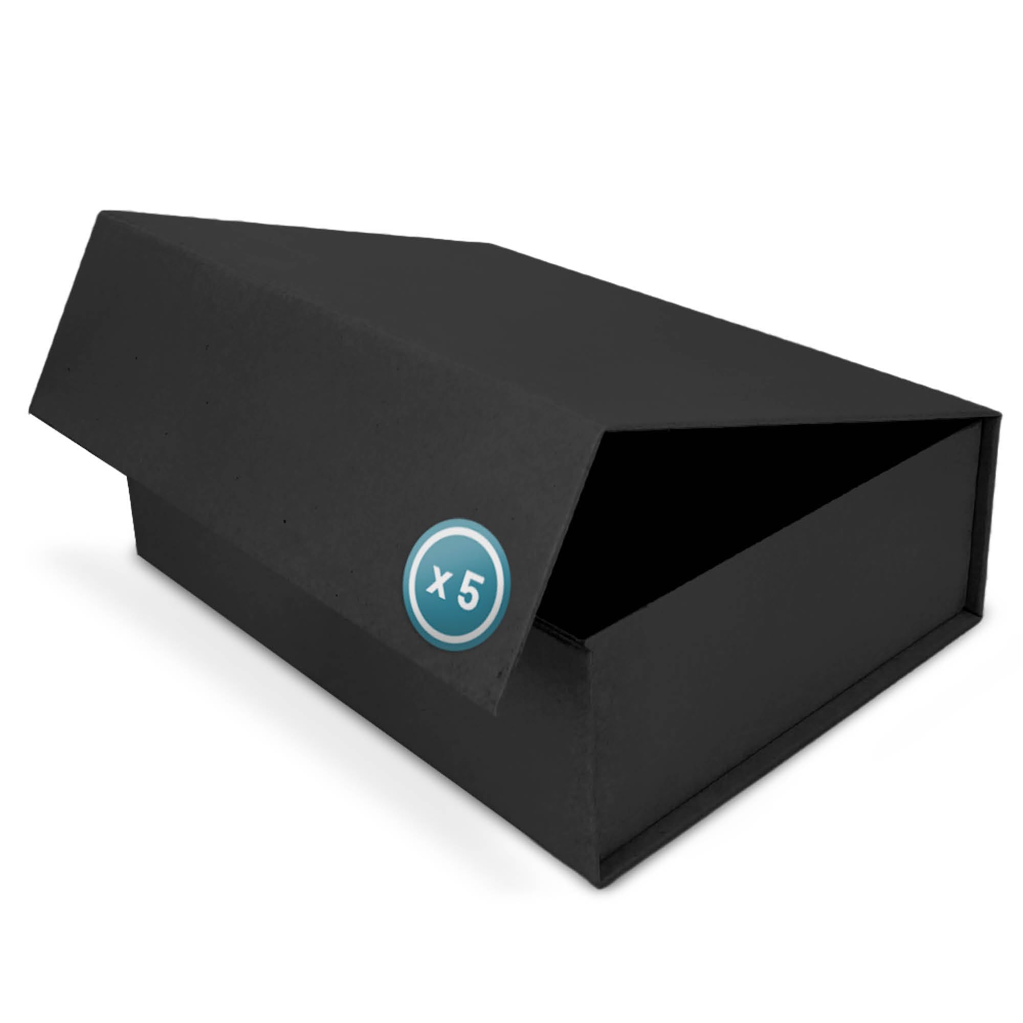 Geschenk-Box mit Deckel 31 x 22 x 10cm (5er Pack) ] Geschenk-Karton Magnet-Verschluss Perfekt Geburtstag Hochzeit Weihnachten Geburt Geschenk-Verpackung in Schwarz Naturpaper