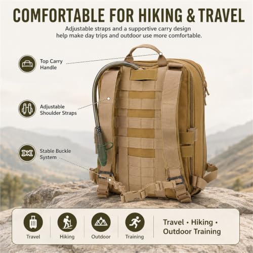 Mochila táctica MOLLE verde de tejido Oxford 600D con almacenamiento multicapa 7