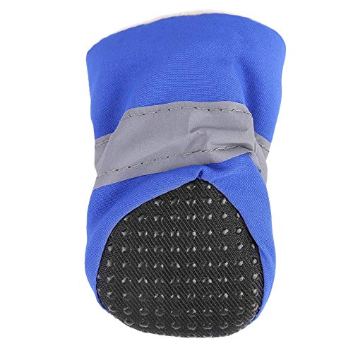 4Pcs Dog Shoes Paw Protectors With Elastic Fastening Band Set Anti-Slip Sole Pet Dog Shoes Boots Waterproof Soft Cotton Padded (Blue #4) #TOP5