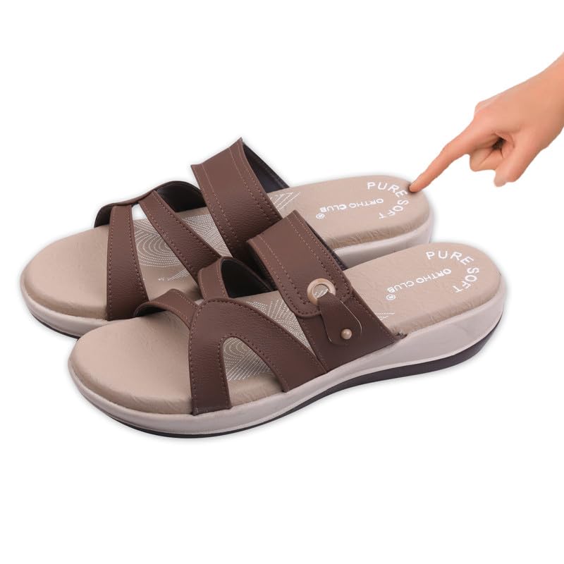 Image of ORTHO CLUB Women Orthopedic Comfort Slippers | Soft Cushioned Footbed | Anti-Slip Sole | Lightweight Daily Wear Sandals for Home & Outdoor Use