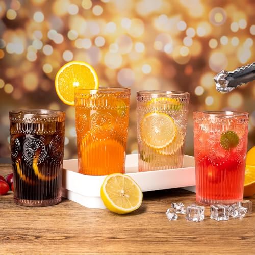 Set de 6 vasos vintage de cristal grabado 12oz miniatura 4
