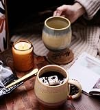 TuYines Duża filiżanka do kawy, cappuccino, fajansowa, 500 ml, duża filiżanka, filiżanka z kamionki, filiżanka XXL, filiżanka do herbaty z uchwytem, ceramiczna filiżanka do kawy z porcelany