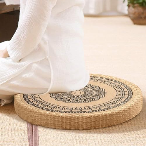 Coussin de méditation pour siège en paille tressée main durable