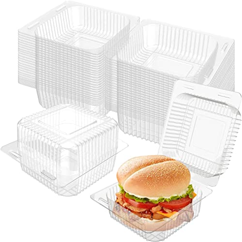 Axe Sickle 100 Count 5 X 5 Inch Clear Plastic Hinged Take Out Containers Clamshell Takeout Tray Disposable Food Clamshell Containers For Dessert, Cakes, Cookies, Salads, Pasta, Sandwiches #TOP3