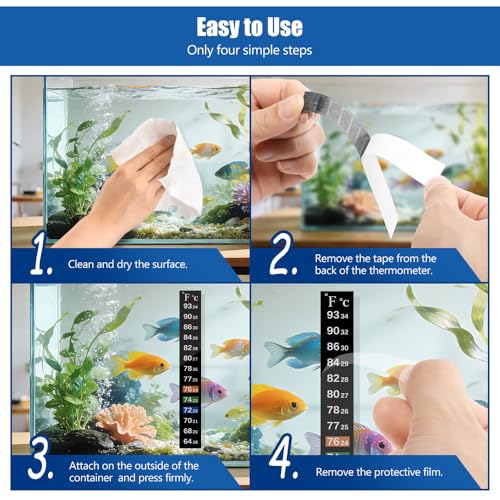 Image of Adhesive Fish Tank Thermometer Strip Aquarium Thermometer Sticker Display 64-93 ℉ (18-34 ℃) Brewing Thermometer Test Strip 6 PCS