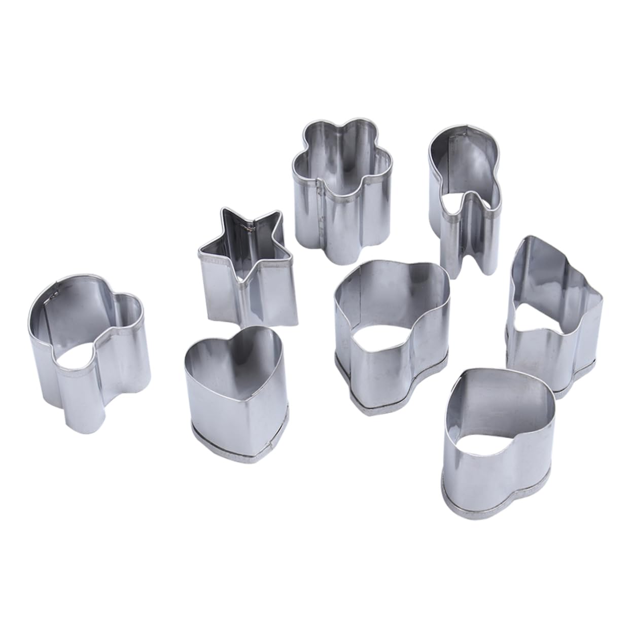 COLLBATH 8Pcs Stainless Steel Cookie Mould Set Versatile Baking Moulds for Cookies and Fruit Cutting Food Grade Kitchen Tools Smooth Edges for Easy Release