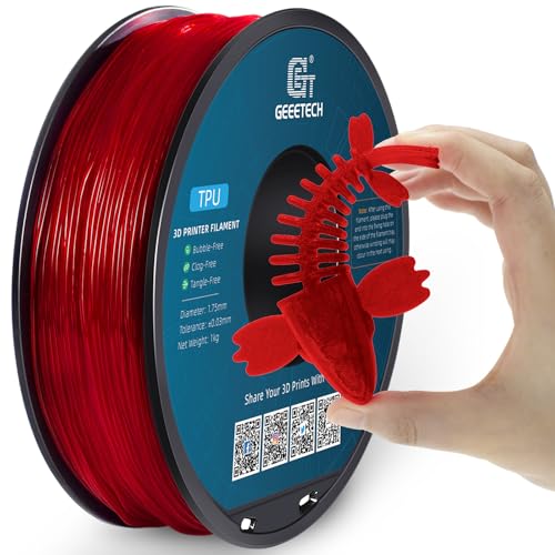 GEEETECH TPU Filament 1 75 mm +/- 0 02 mm für 3D Drucker 1KG 1 Spool Transparent Rot