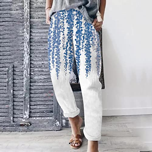Casual Linen Pants For Women Plus Size Women Pants Print With Pockets Long Loose Pants Cotton Casual High Leg Pant High Waisted Yoga Pants Butt Lifting Pants Lightweight Summer Pants For Women #TOP2