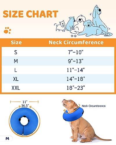 Image of Supet Inflatable Dog Cone Collar for Large Medium Small Dogs, Soft Cone Collar for Dogs Cats, ECollar Doggie Neck Donut Dog Cone Alternative After Surgery