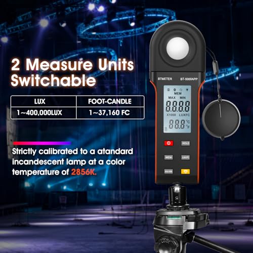 Image of BTMETER Illuminance Light Meter with Bluetooth - Lumen Photometer Tester