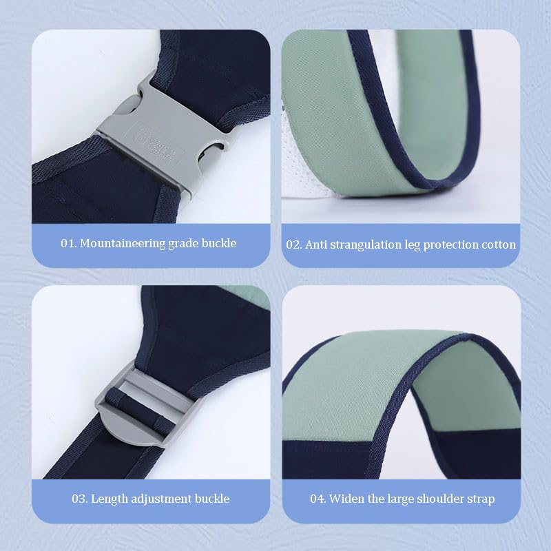 Miniatura 3 de Correa portadora de cadera para bebé, algodón y malla, diseño en forma de M, ajustable 51.9-64.1 pulgadas (rosa)