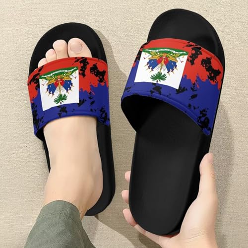 Flag of Haiti Beach Slippers for Women Cloud Slides Size 5 Shower Shoes Women Non Slip Adult Quick-Dry House Shoes3