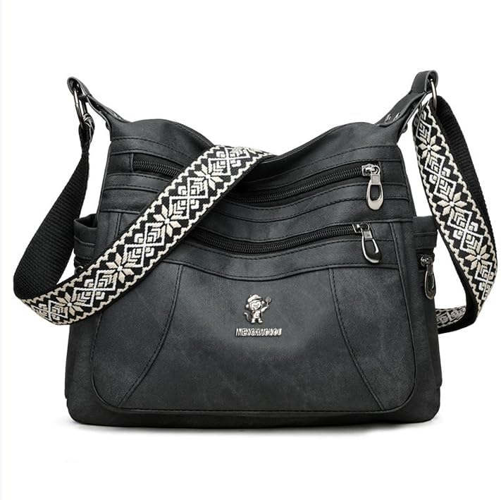 Women's Crossbody Bag - Lightweight Multi-Pocket Shoulder Bag, Soft Faux Leather Purse for Daily Use