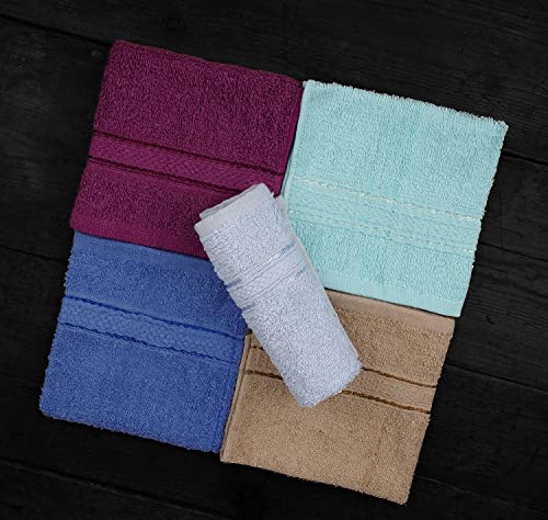 Toalla 100% Cotton Washcloths 24 Pack|Soft Washcloth For Face|Washcloth Bulk Pack|Washcloth For Body And Face|Highly Absorbent|Fingertip Towel|Washcloth For Bath Room|12 X 12 In|Assorted #TOP1