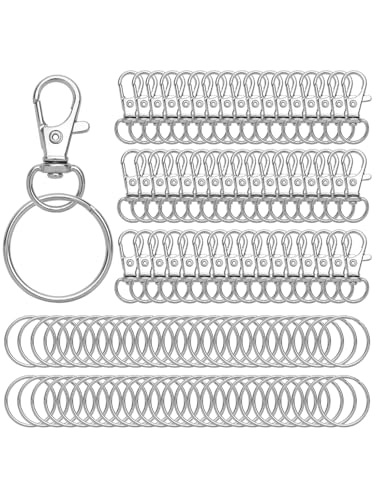 100 Stück Schlüsselanhänger Karabiner Schlüsselringe, Edelstahl Schlüsselanhänger Basteln Selber Machen, Karabinerhaken mit Drehgelenk für Schmuck DIY Handwerk Schlüsselbund