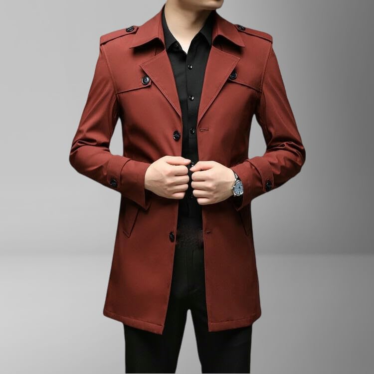 Gabardina coreana informal corte ajustado longitud media hombre 3