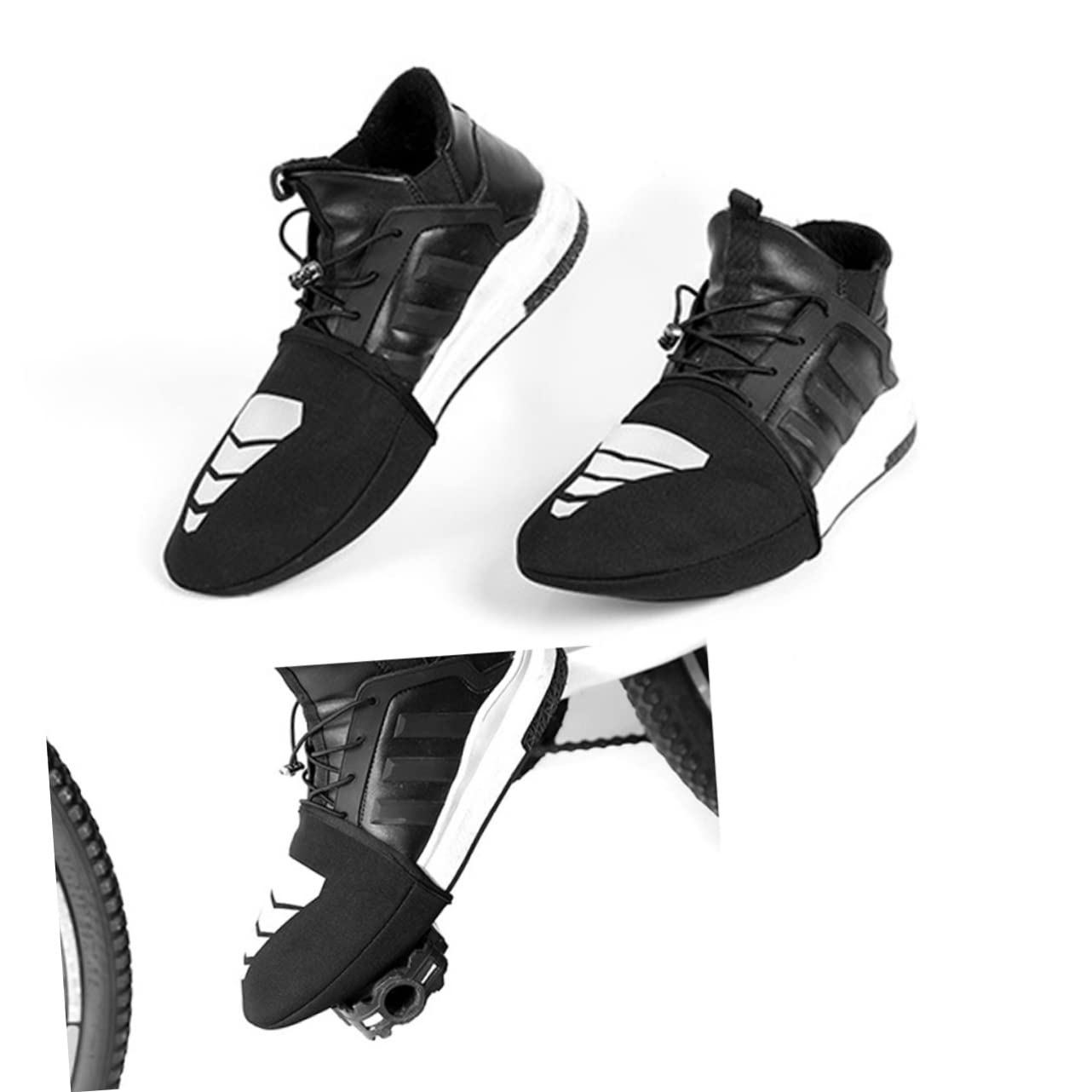 INOOMP 3 Set Di Copriscarpe Per Ciclismo - Copriscarpe in Neoprene Per Equitazione Allaperto Copriscarpe Antivento Con Striscia Riflettente 2 Paia * 3