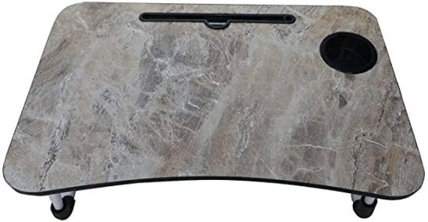 Image of YAJNAS Wooden Multipurpose Foldable Laptop Table with Cup & Tab Holder| Table Holder Study Table, Breakfast Table, Foldable and Portable Table| Color - Marble Dark