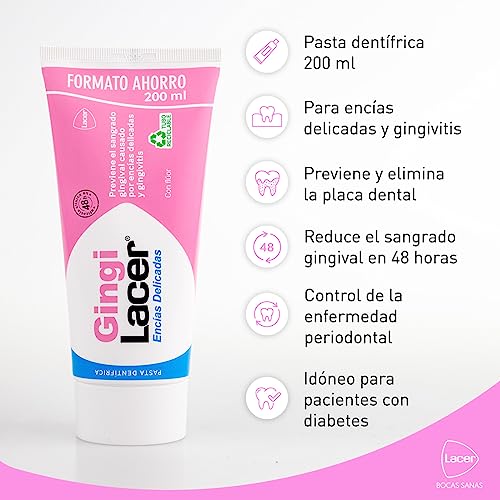 GINGILACER Pasta do zębów 200 ml, Zapobiega i usuwa płytkę nazębną, łagodzi choroby okołozębne, zmniejsza krwawienie z dziąseł, odpowiednie dla pacjentów z cukrzycą
