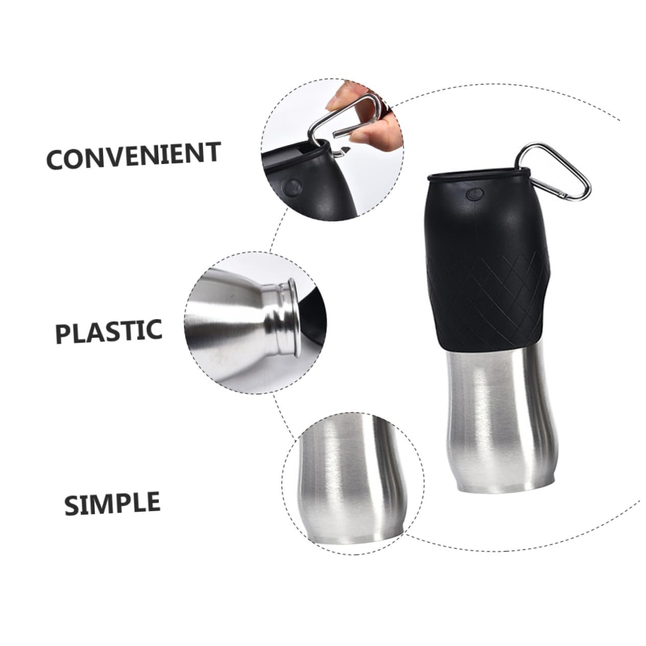 BUGUUYO Pet Water Dispenser Dog Waterbottle Portable Stainless Steel Suspensible Water Bowl for Outdoor Activities