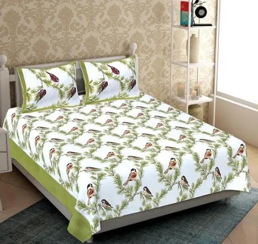100% Pure Cotton Double Bed Sheet with 2 Pillow Covers - Ethnic Royalty & Premium Craftsmanship - Gorgeous Botanical Print for Elegant Bedroom Décor (Double Size)-image-48