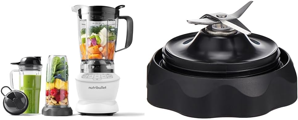 nutribullet Full-Size Blender Combo 1200W –Matte Black & 24 oz Travel Cup with To-Go Lid, Clear/Black,1 Count (Pack of 1)