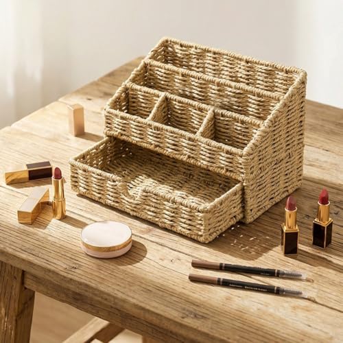 Trieur à compartiments pour magazines en rotin panier rangement bureau maison - 6