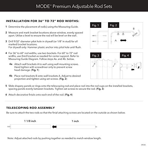 MODE Premium Collection Single Curtain Rod Set with Clear Square Finials - 36 to 72 in, Warm Gold by MODE - Image 7