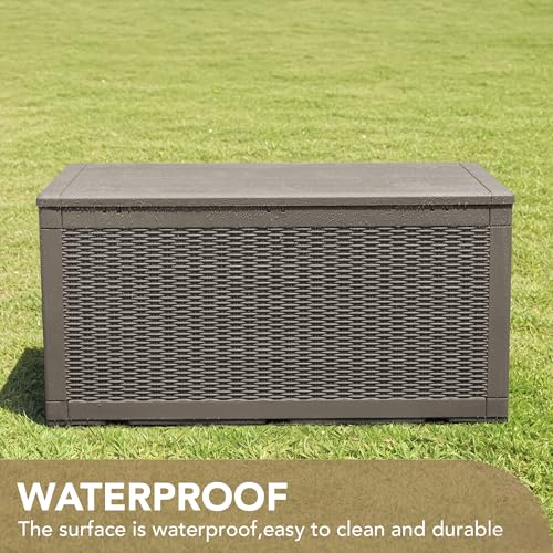 Image of Devoko 100 Gallon Waterproof Deck Box, Resin Large Outdoor Storage Box