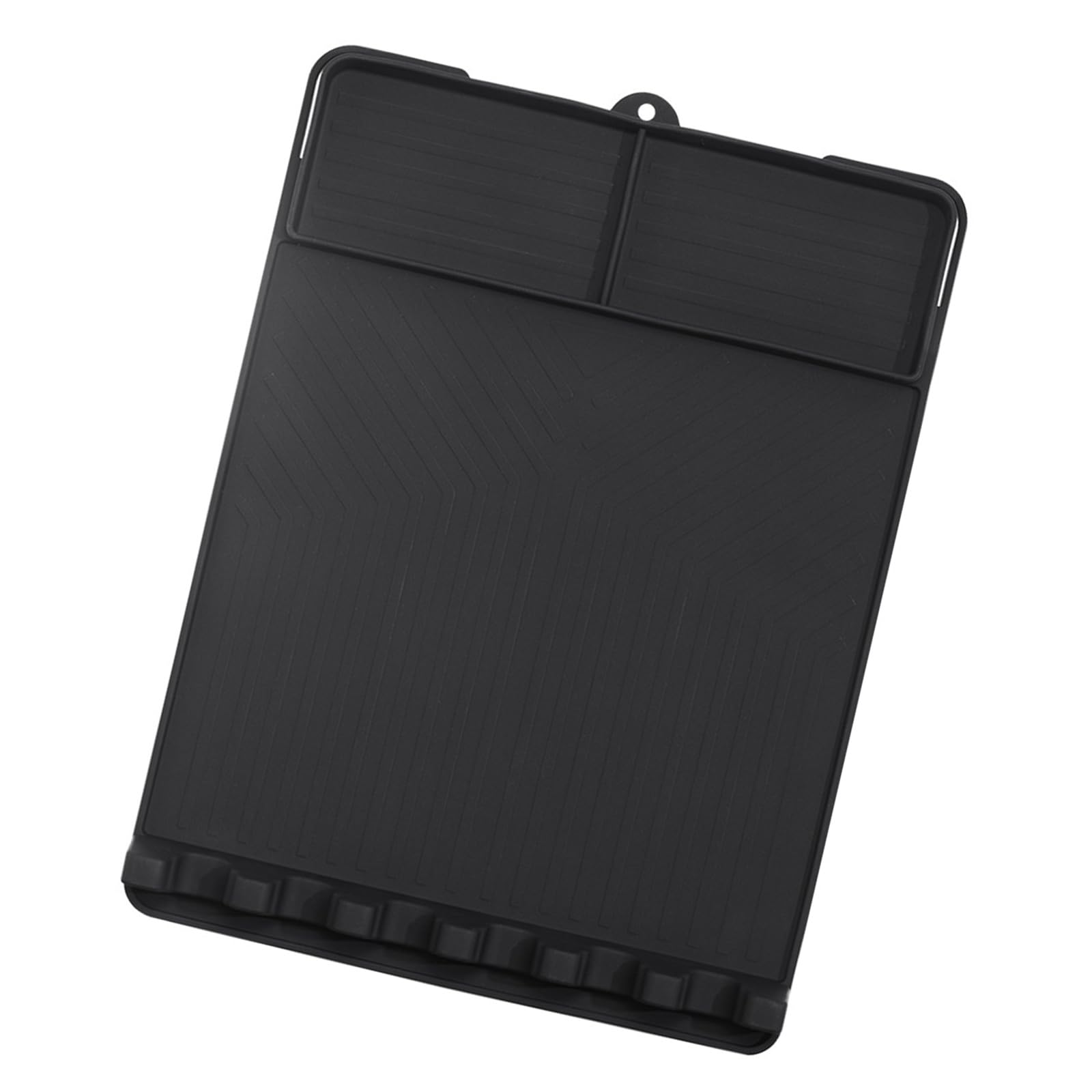 Grilling Accessory Mat for BBQ Tools, Silicone Grill Side Organizer with 2 Tray Zones, Drip Control Border and Slots Grill Side Shelf Mat Bbq Utensil Organizer Tray Accessory Pad Outdoor Cookout Tool