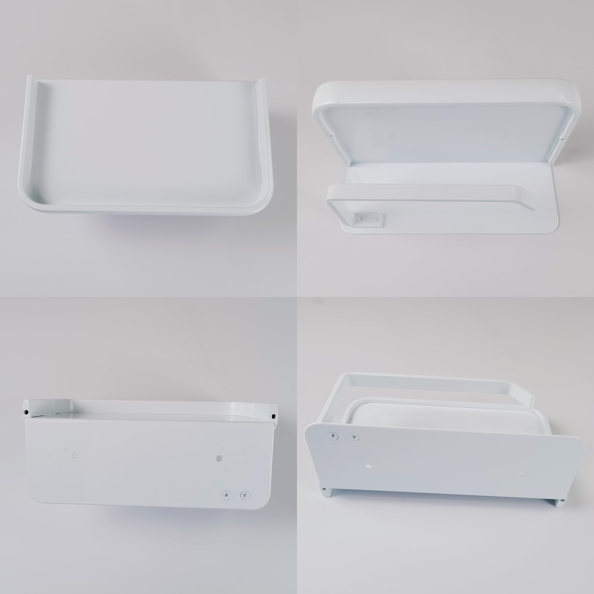 Porta carta igienica con ripiano per telefono, supporto da parete adesivo o a vite, supporto da parete per rotolo di carta igienica, bianco