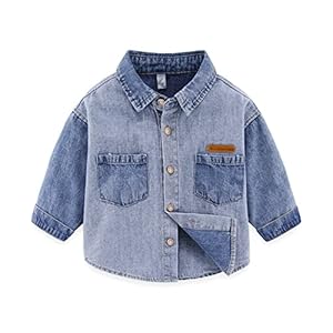 Baby Boys Girls Denim shirt Kids Toddler Button Down Jeans Jacket Top Coat Outerwear