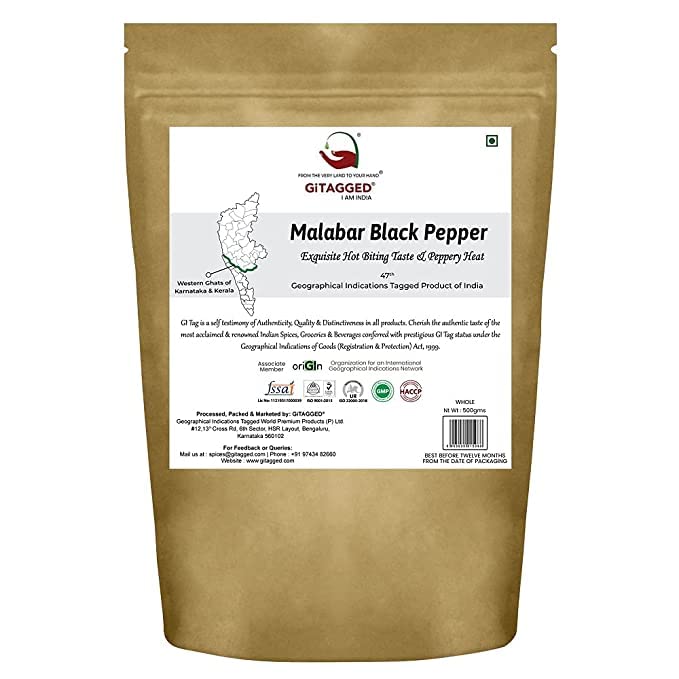 Image of GITAGGED Authentic Malabar Black Pepper (500 Gm) - Pure Kali Mirch